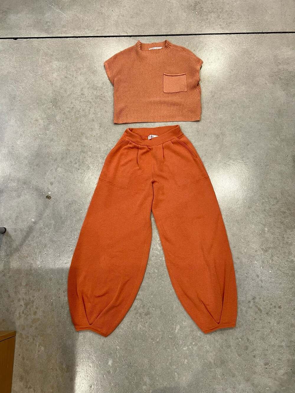 FP Beach Knit Sweater Set Size XS Orange Tank Top Pants
